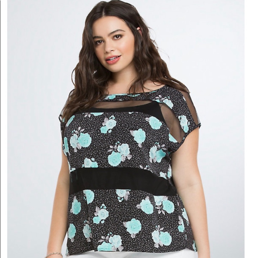 Torrid Floral Mesh Top size 3